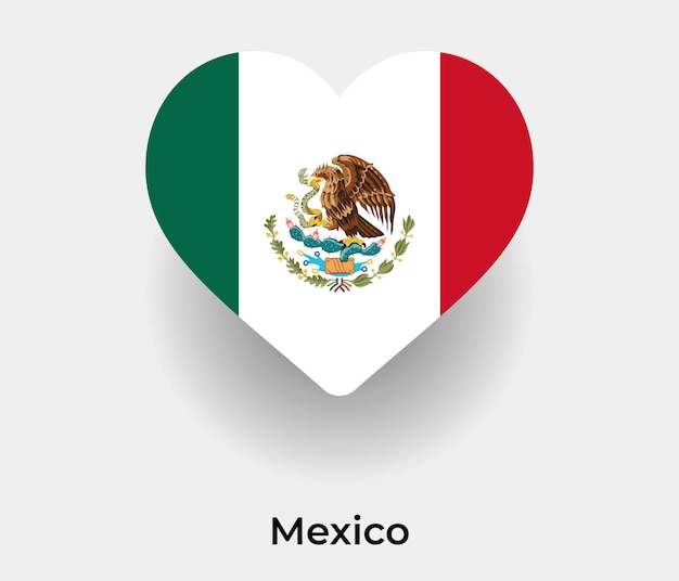 Mexiko Flagge Herzform Symbol Vektor Illustration