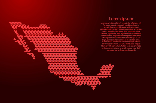 Mexiko-Kartenzusammenfassungsschema von den roten Dreiecken, die geometrisches mit Knoten für Fahne, Plakat, Grußkarte wiederholen. .