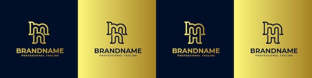 Mh monogram logo set geeignet für geschäfte mit mh oder hm initialen