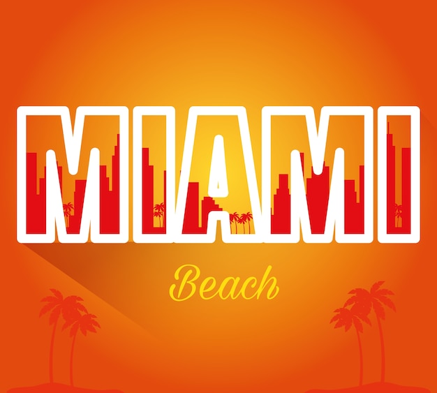 Miami beach stadtbild szene vektor illustration design