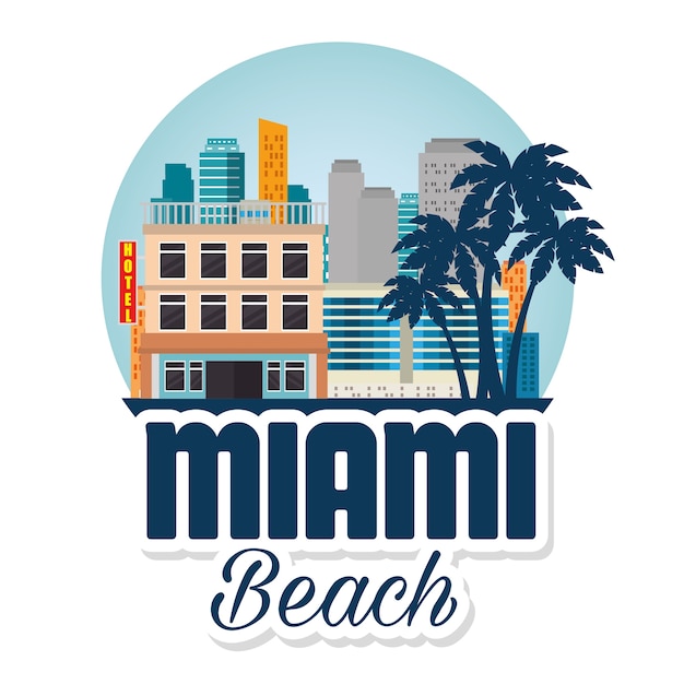 Miami beach stadtbild szene vektor illustration design