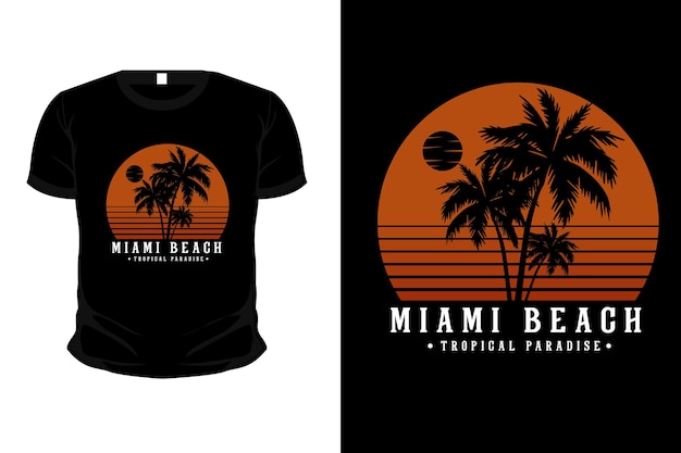 Miami beach tropical paradise merchandise silhouette t-shirt design