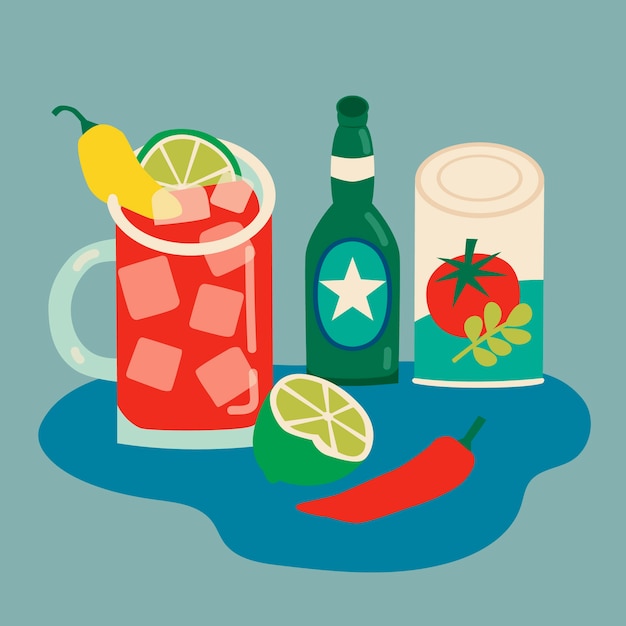 Vektor michelada-illustration im flachen design