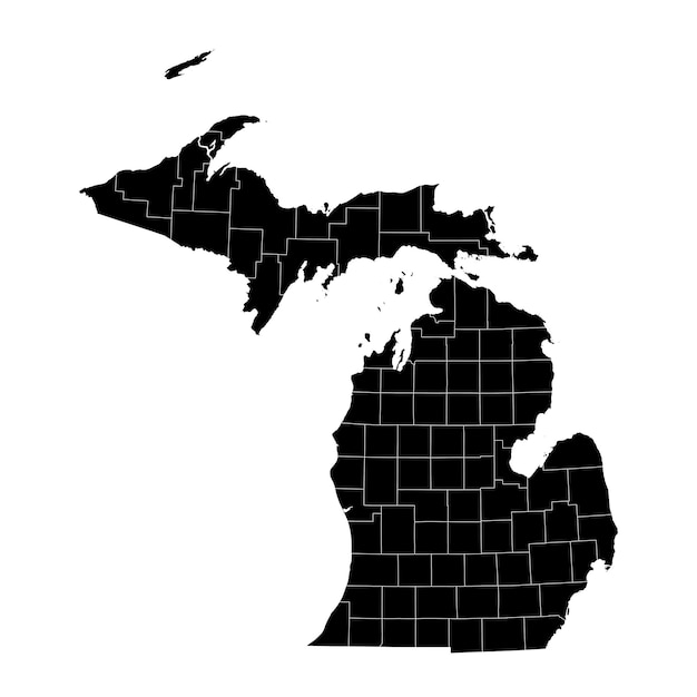 Michigan-staatskarte mit kreisvektorillustration