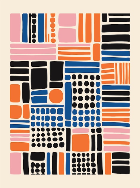 Mid Century Modern Design farbenfrohe Kunstdruck Stoffmuster Idee