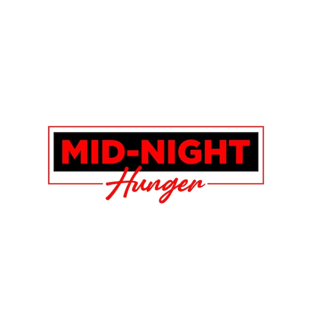 Mid night hunger vektor schriftzug nicht weiß mid night hunger tippfehler