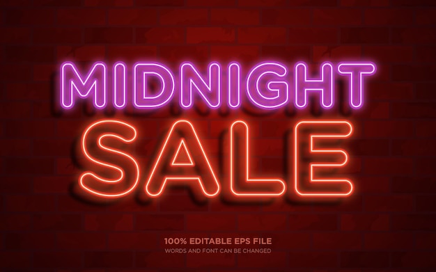 Midnight sale 3d bearbeitbarer textstileffekt