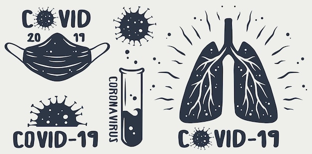 Mikroben-bakterien-pandemie-corona-virus-mediziner-vektorsymbole