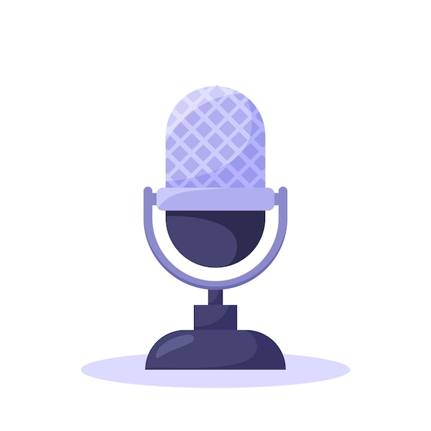 Mikrofon für Podcast im flachen Cartoon-Stil