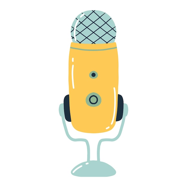 Mikrofon Handgezeichnetes MikrofonVector Illustration Mikrofon für Podcast