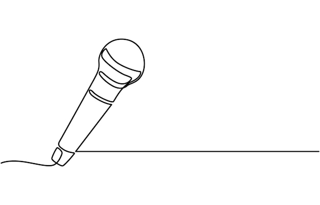 Mikrofon kontinuierliche eine Zeile Zeichnung isoliert auf weißem Hintergrund Vektor-Illustration Mikrofon