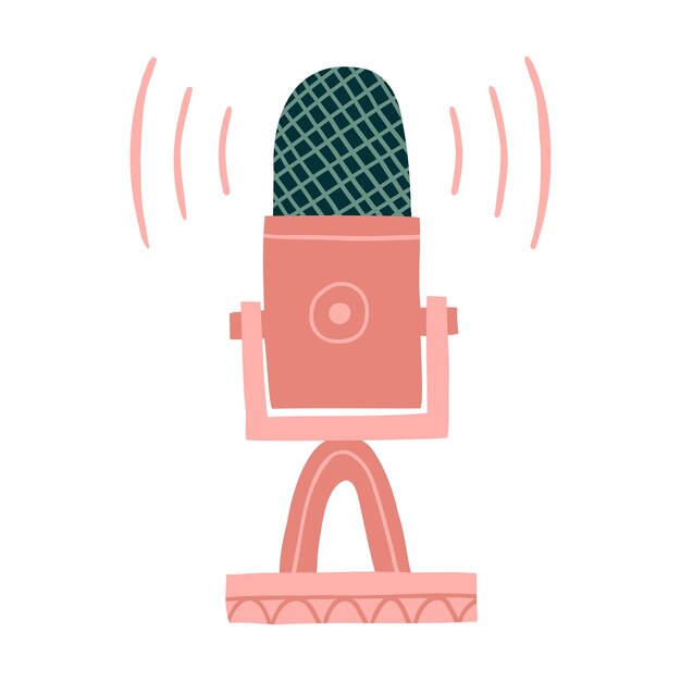 Mikrofonsymbol Tonaufnahmegeräte für Podcast Karaoke und Sprachtaste Isolierte Vektordarstellung im flachen Stil