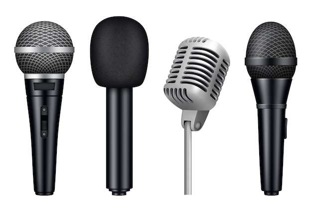 Mikrophone 3d, verschiedene mic-Ausrüstung des Musikstudios realistisch von den Weinleseartmikrofonen lokalisiert