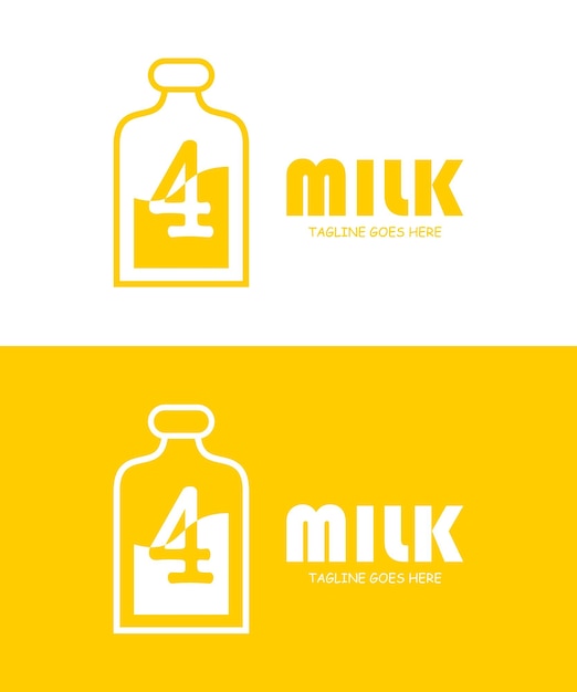 Milch mit Logo-Design des Buchstaben 4