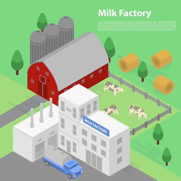 Milchfabrikkonzept, isometrische art