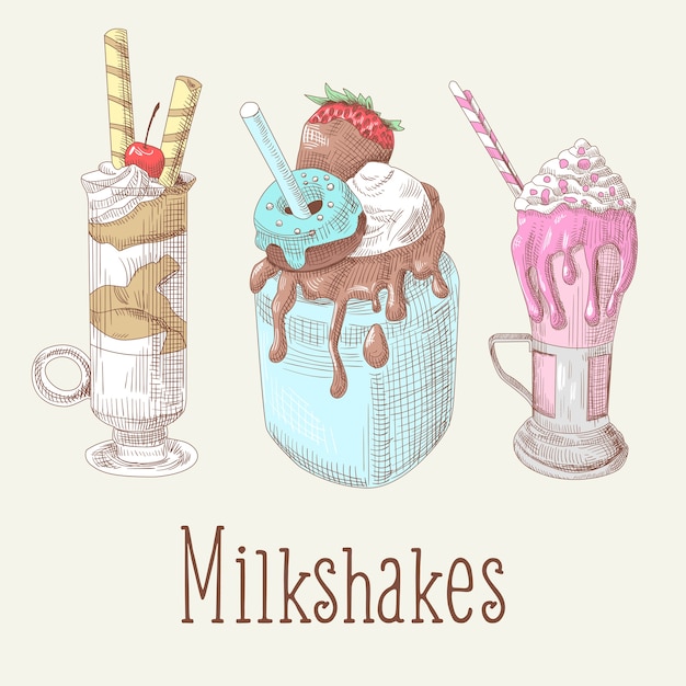 Vektor milchshakes und eiscremesammlung