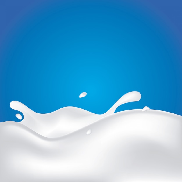 Milchspritzer mit Spritzer auf einem blauen Hintergrund isoliert