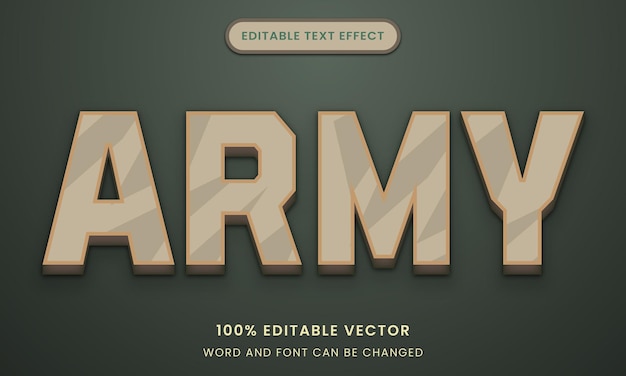 Militärarmee-tittle 3d bearbeitbarer texteffekt-stil