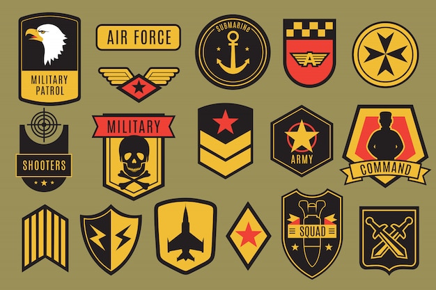 Militärische Abzeichen. Aufnäher der US-Armee. Amerikanische Soldatsparren mit Flügeln und Sternen.
