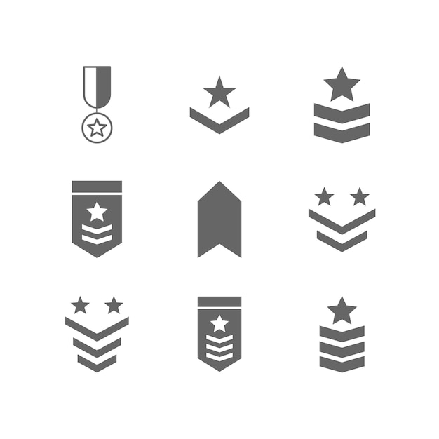 Militärische rang-set-symbol-design-vorlagen
