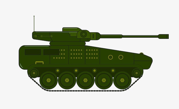 Militärpanzer isoliert auf weißem hintergrund infanterie-kampffahrzeuge militärfahrzeuge tank flat vector illustration