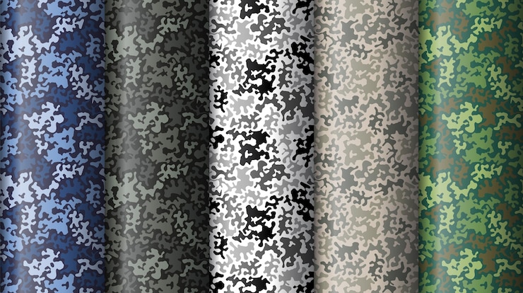 Vektor militärtextilien aus tarnfarben für einheitliche como-stoffe mit strukturiertem material, horizontale tapeten oder bedruckte kleidung