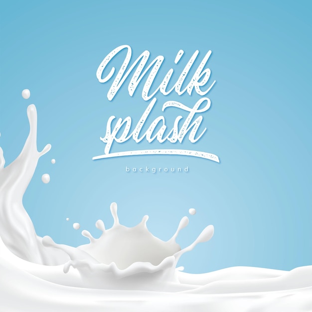 Milk Splashspritzende Milch isoliert auf blauem Hintergrund