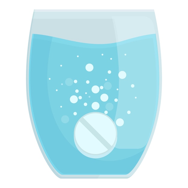 Vektor mineralbecher-symbol, cartoon-vektor, brausetabletten-medizin, wasser in tablettenform