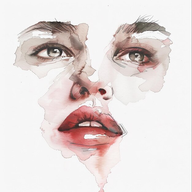 Minimal aquarell frau gesicht weißer hintergrund