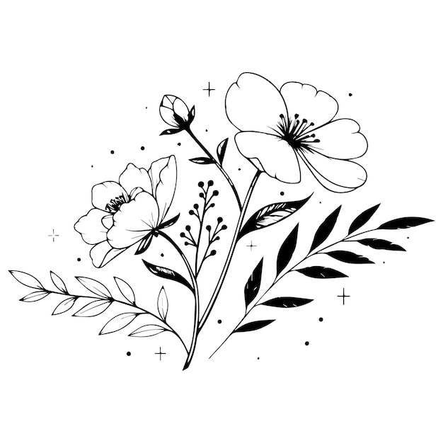 Minimal botanische grafische Skizze