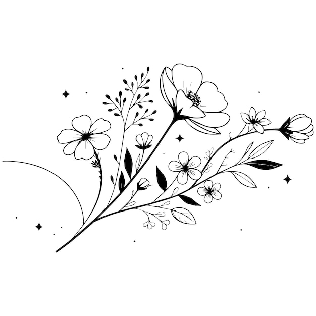 Minimal botanische grafische Skizze