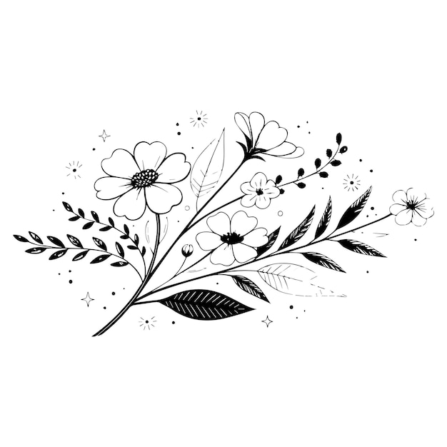 Minimal botanische grafische Skizze