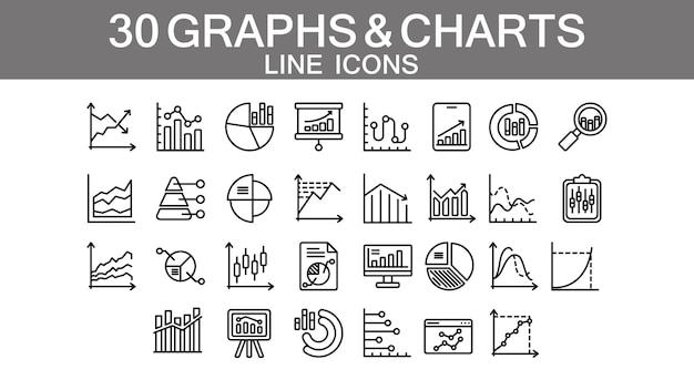 Minimal Line Graphs und Charts Icons für UIUX