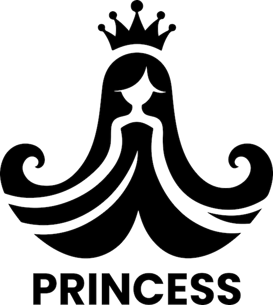 Minimal princes brand logo concept clipart symbol schwarze farbe silhouette 39