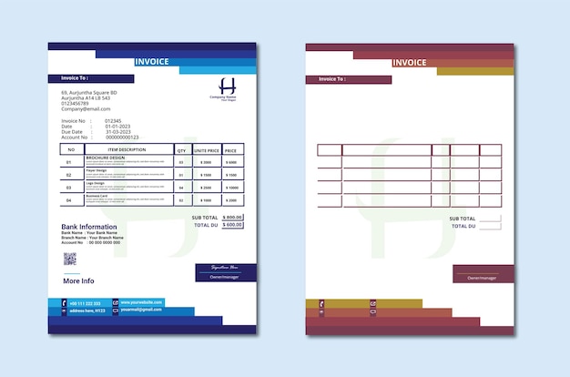 Minimal Rechnungsform Vorlage Vektor Design