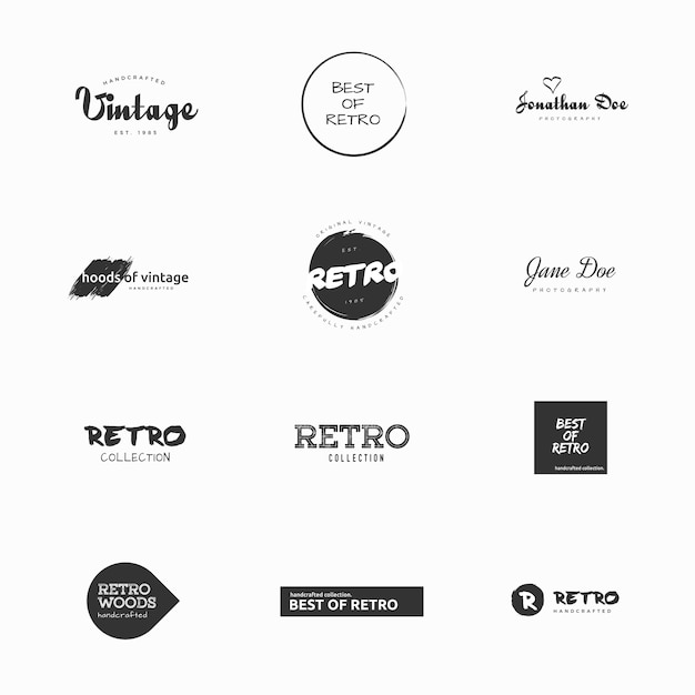 Vektor minimal vintage und retro-vektor-logos illustrationen