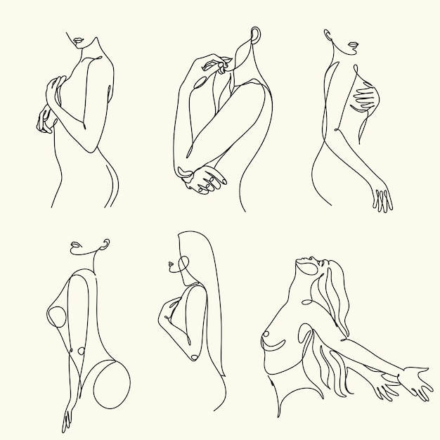 Minimal Woman Art One Line Art Nackte Frau Wandkunst Nude Print Nackte weibliche Pose Blumenkörper