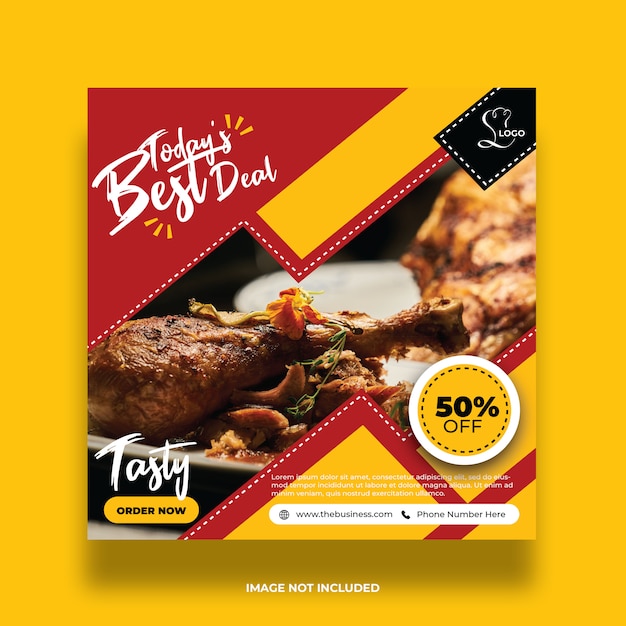 Minimale bunte köstliche Best Deal Food Social Media Post Vorlage