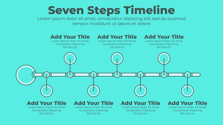 Vektor minimale business-timeline mit 7 schritten oder optionen business-infografik-präsentationsvorlage