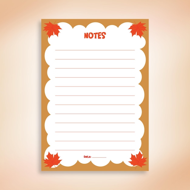 Minimale Designvorlage für Notizpapier