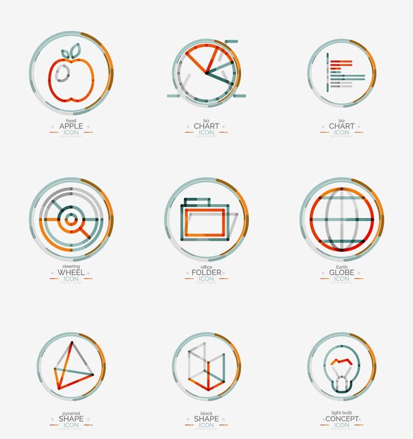 Minimale dünne Linie Design Web Icon Set Briefmarken