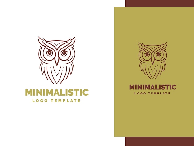 Vektor minimale eulen-logo-vorlage, tierkopf, minimales logo, eulen-illustration, minimalistisches linienkunst-logo