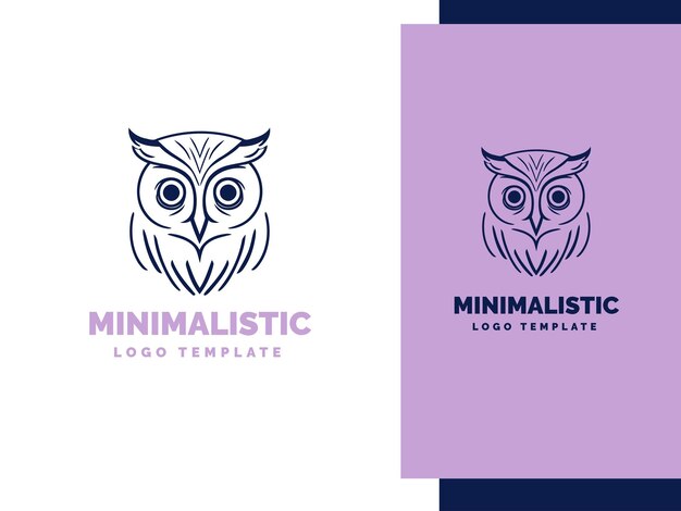 Minimale eulen-logo-vorlage, tierkopf, minimales logo, eulen-illustration, minimalistisches linienkunst-logo