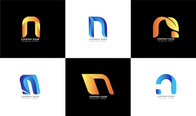 Minimale farbverlaufsbuchstabe n logo sammlung