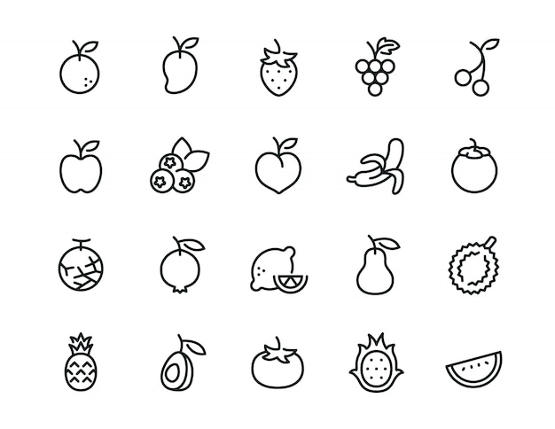 Minimale frucht-icon-set