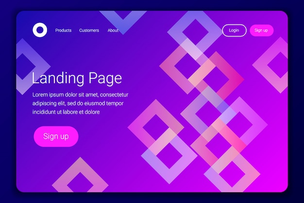 Vektor minimale geometrische landingpage oder web template.