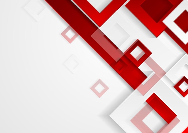 Minimale graue und rote Quadrate Abstrakte Technologie Unternehmensdesign Futuristischer geometrischer Hintergrund Vektorillustration