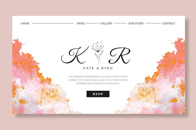 Minimale hochzeits-landingpage-vorlage