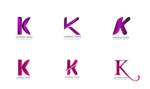 Minimale k-logo-sammlung mit farbverlauf