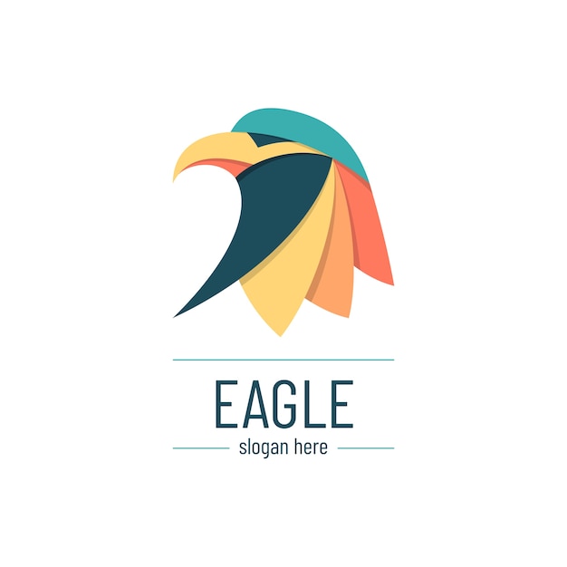 Minimale kreative und farbenfrohe adler-logo-vorlage